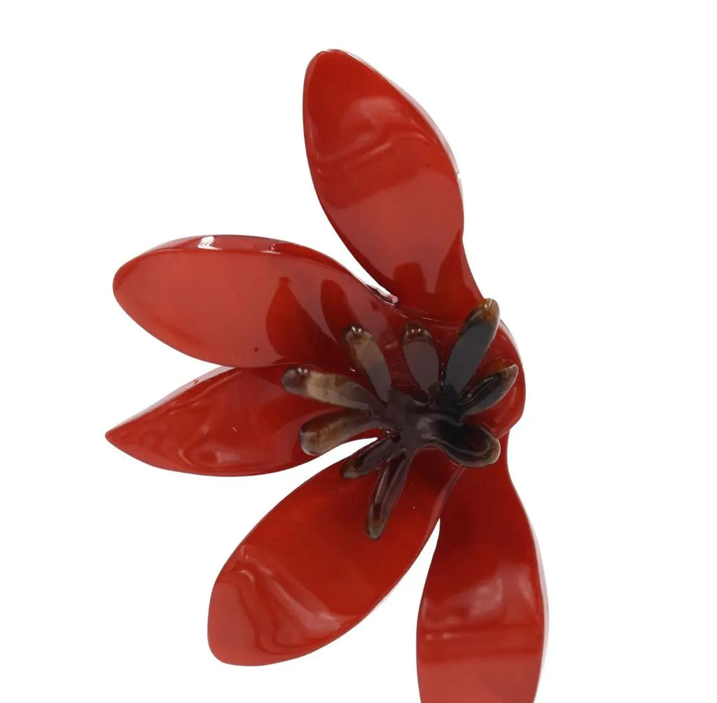 Pendientes Media Flor Roja