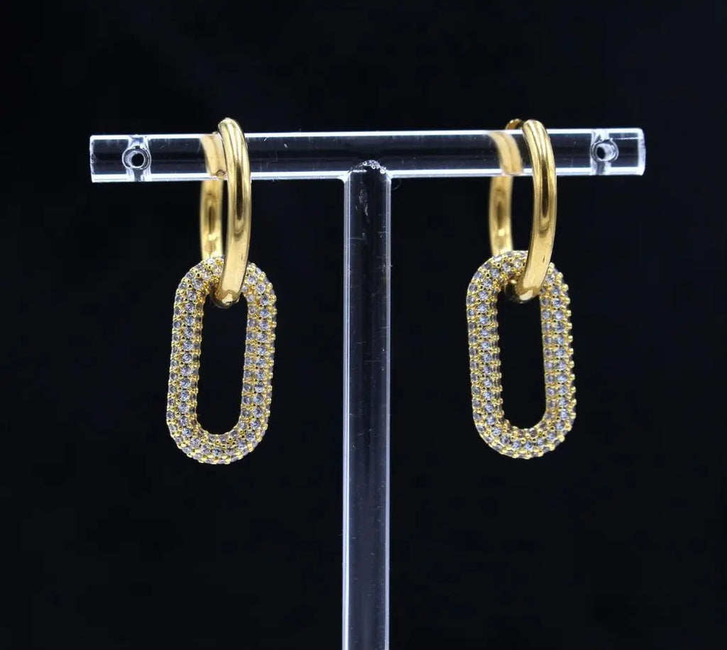 Pendientes Óvalo y Cristal
