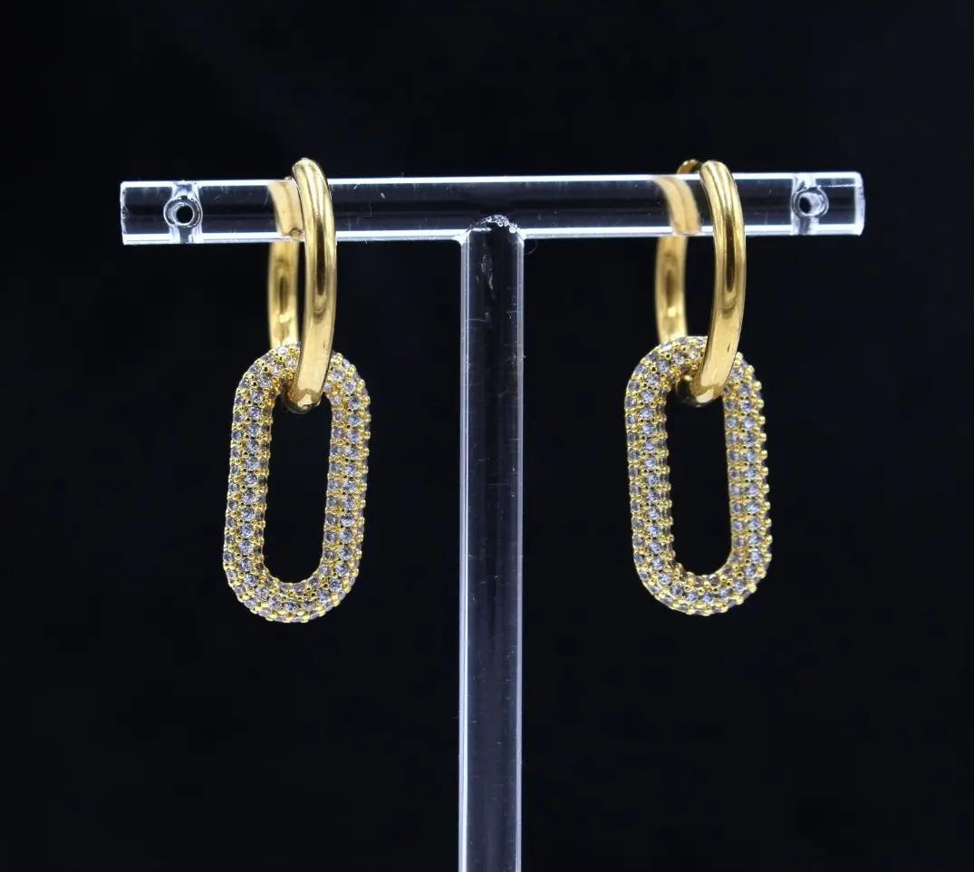 Pendientes Óvalo y Cristal