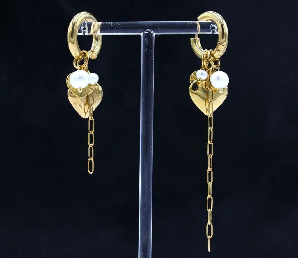 Pendientes Corazones y Perlas