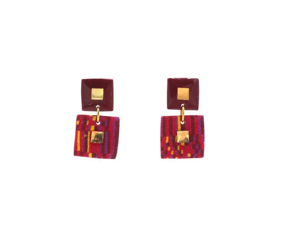 Pendientes Teselas Burdeos