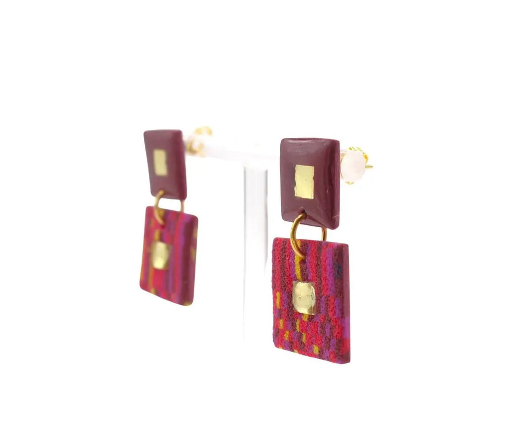 Pendientes Teselas Burdeos