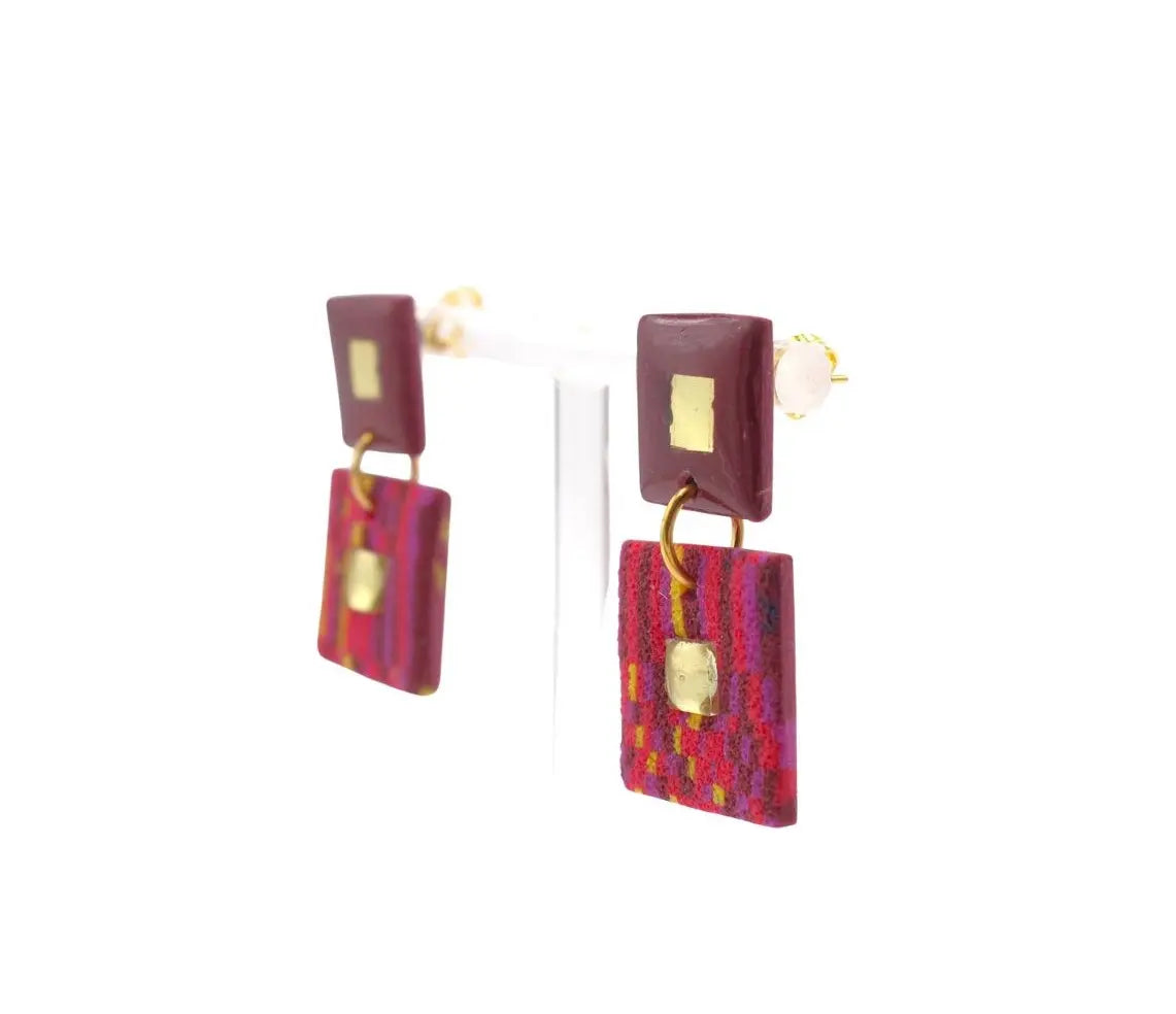 Pendientes Teselas Burdeos