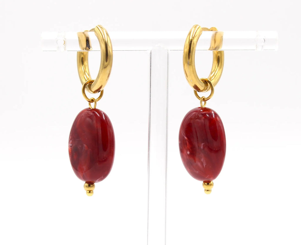Pendientes Piedra Burdeos