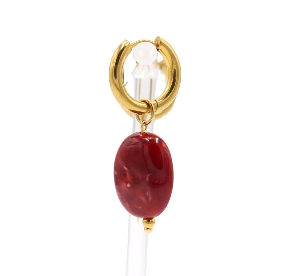 Pendientes Piedra Burdeos